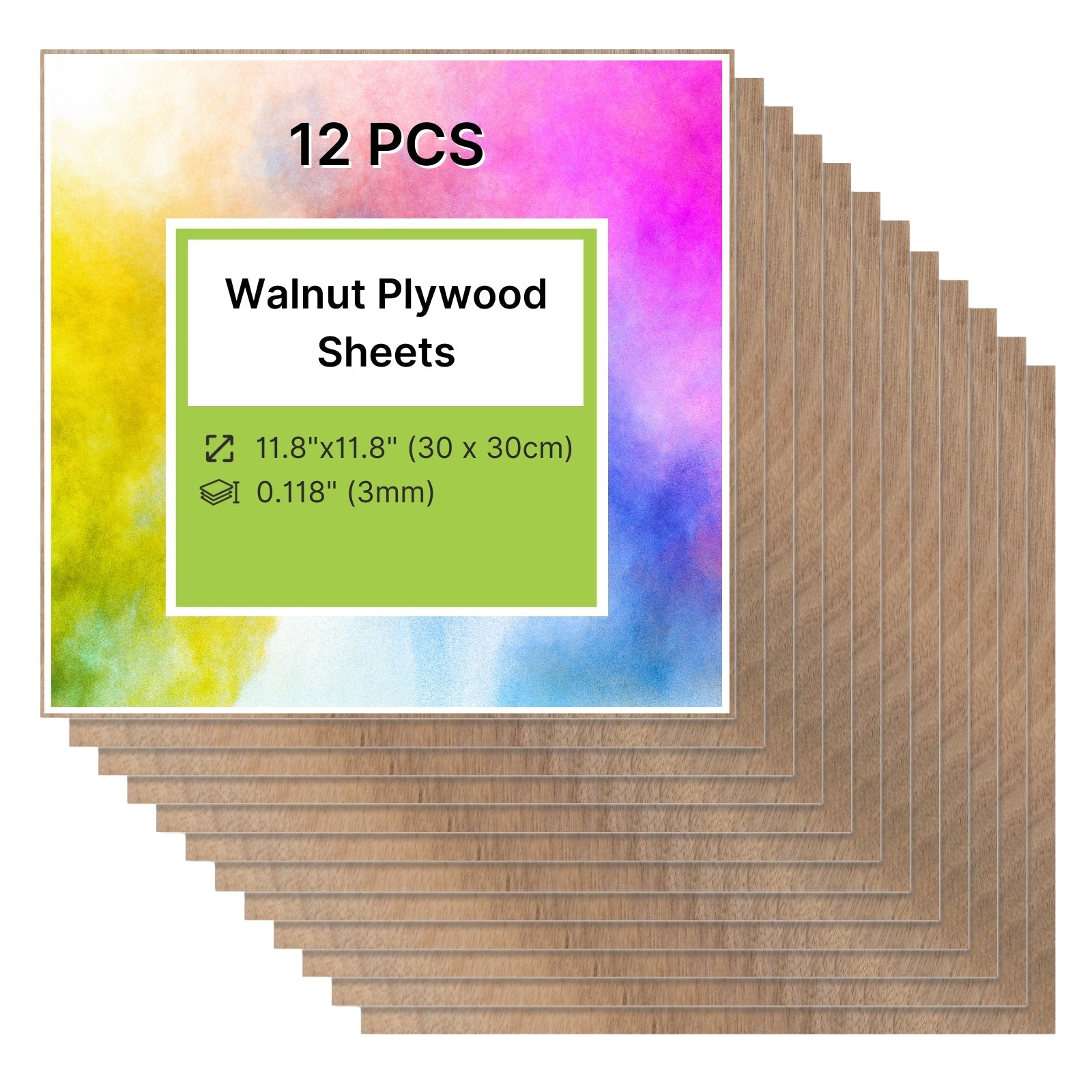 Black Walnut Plywood Sheets Sheets 0.118" Thickness (+/- 0.2mm) 11.8"x11.8" for Engraving