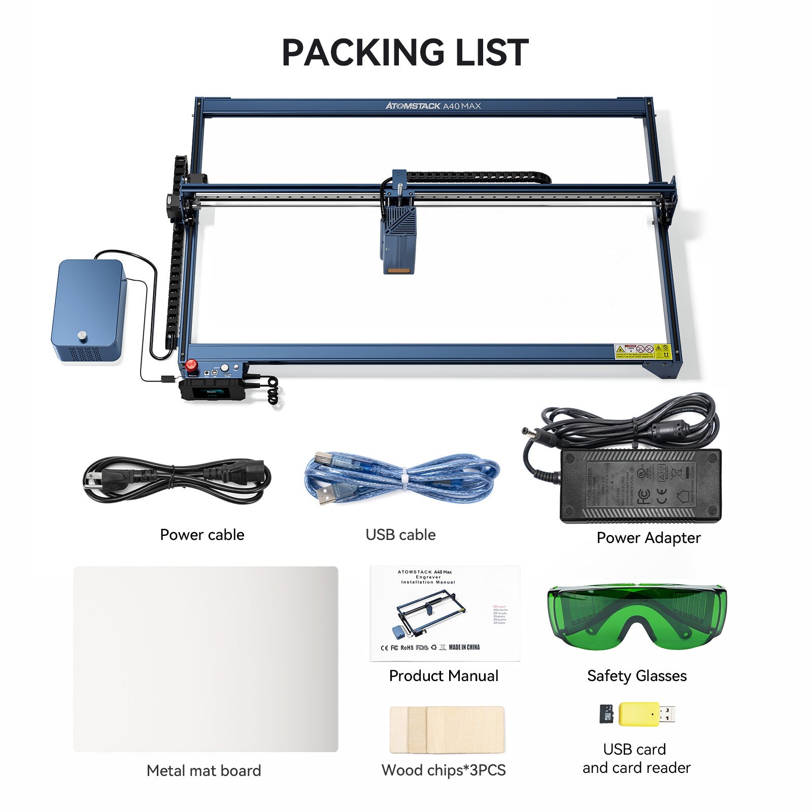 AtomStack A40/X40 Max Large Size Laser Engraving And Cutting Machine with F60 Air Assist Kit