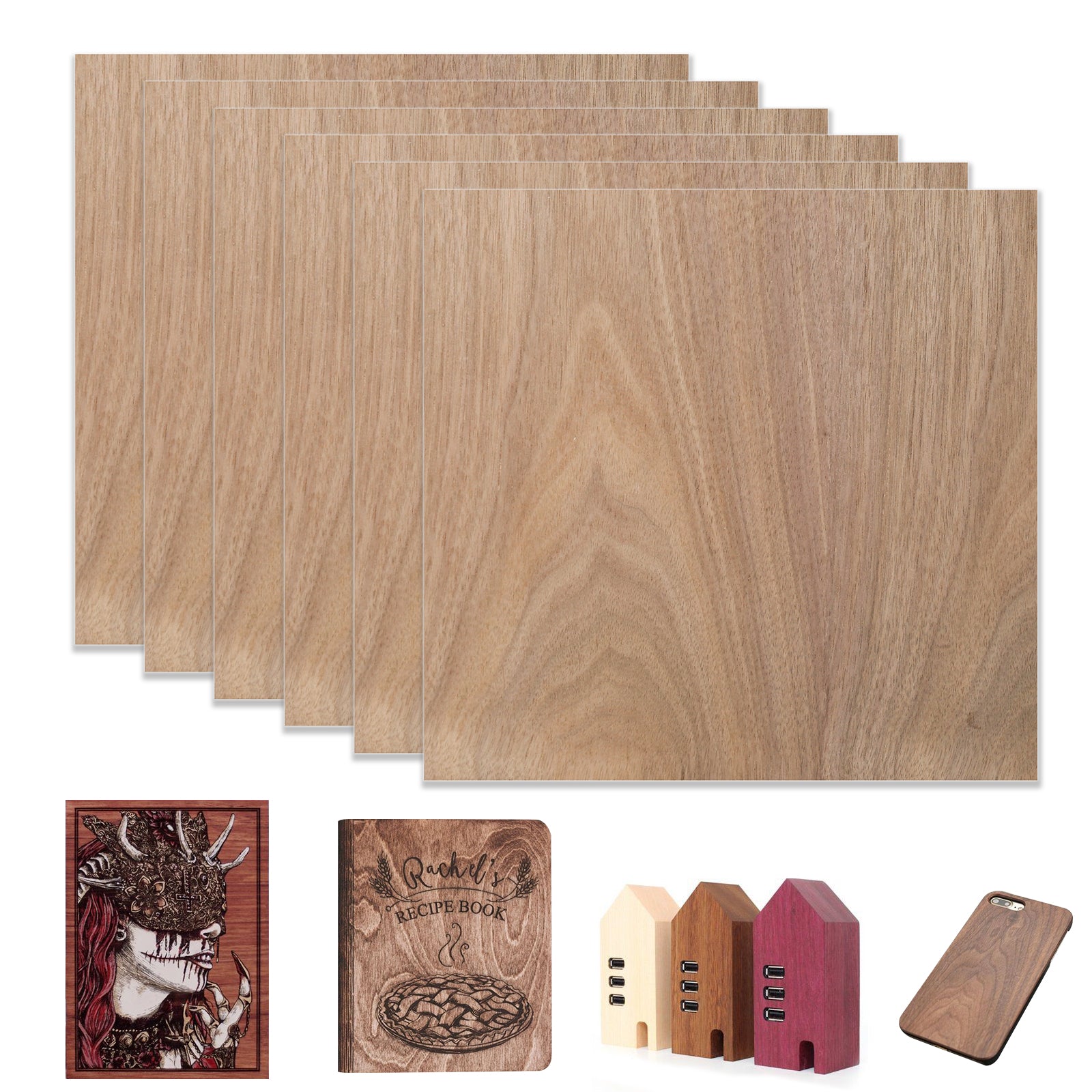 Black Walnut Plywood Sheets Sheets 0.118" Thickness (+/- 0.2mm) 11.8"x11.8" for Engraving