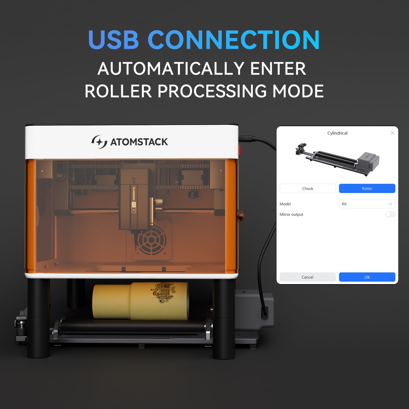 AtomStack Laser Engraver Rotary Roller R6