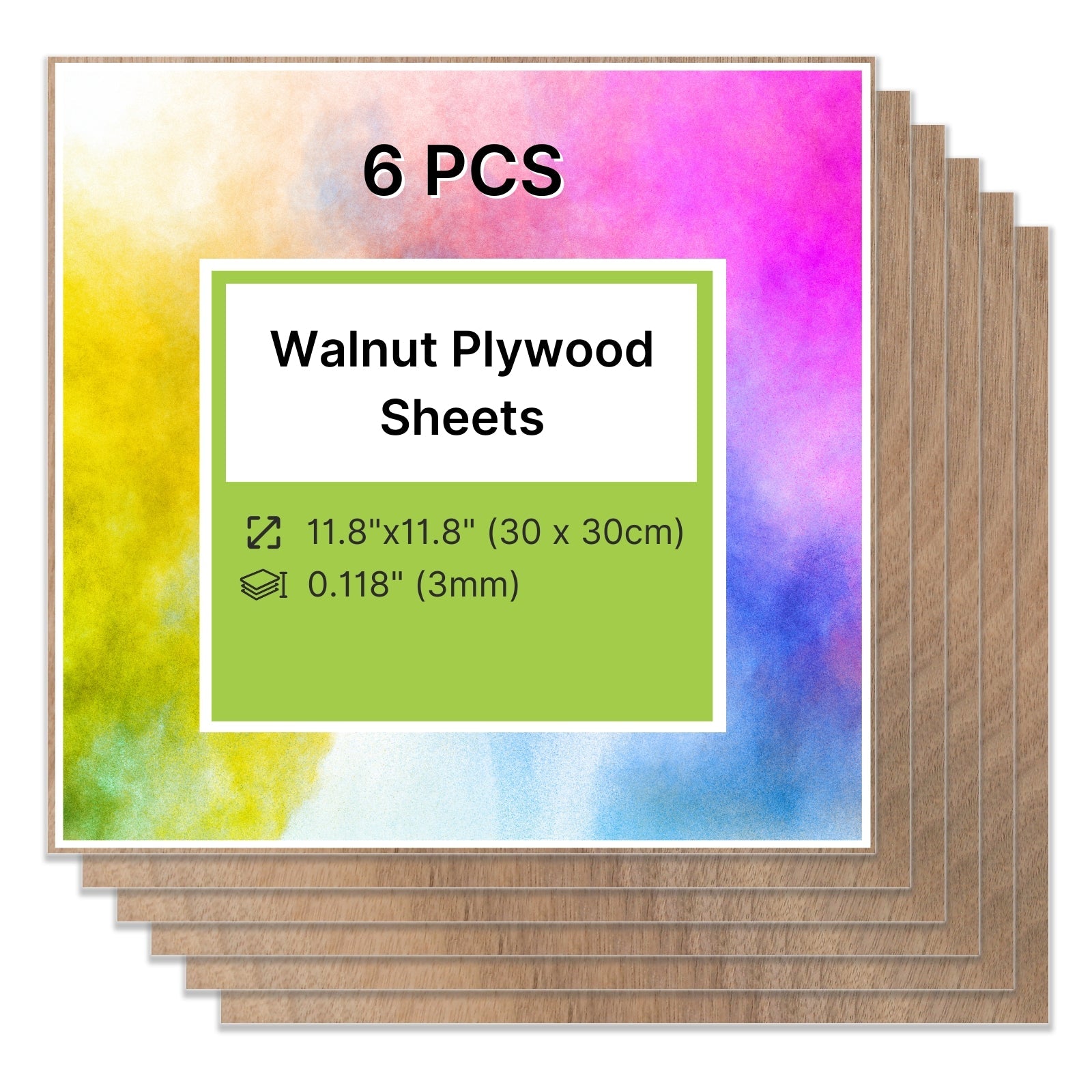 Black Walnut Plywood Sheets Sheets 0.118" Thickness (+/- 0.2mm) 11.8"x11.8" for Engraving