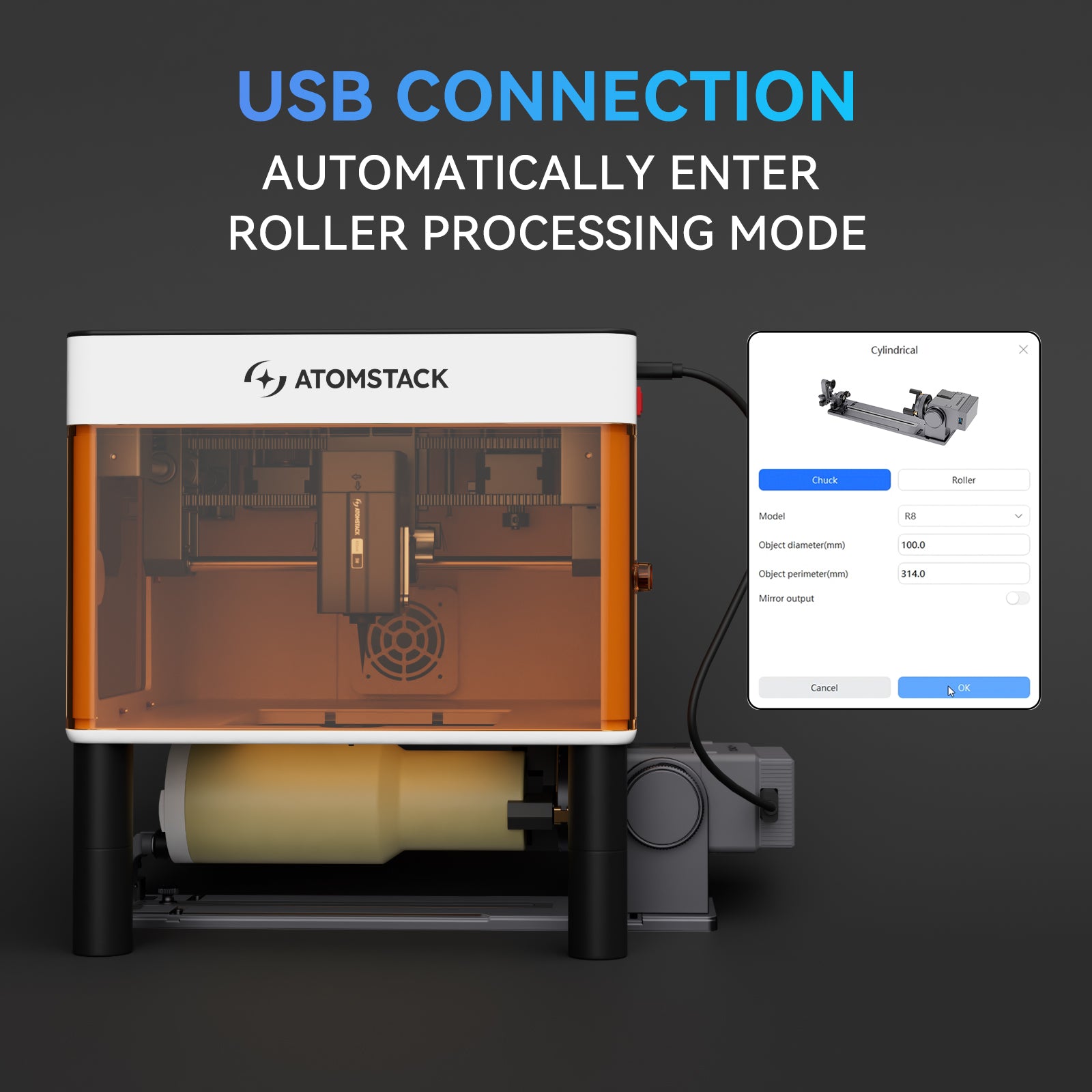 AtomStack Laser Engraver Rotary Roller Set  R8 Pro