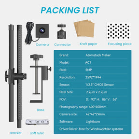 AtomStack AC1 LightBurn Camera For Laser Engraver and Cutter - Precise Positioning