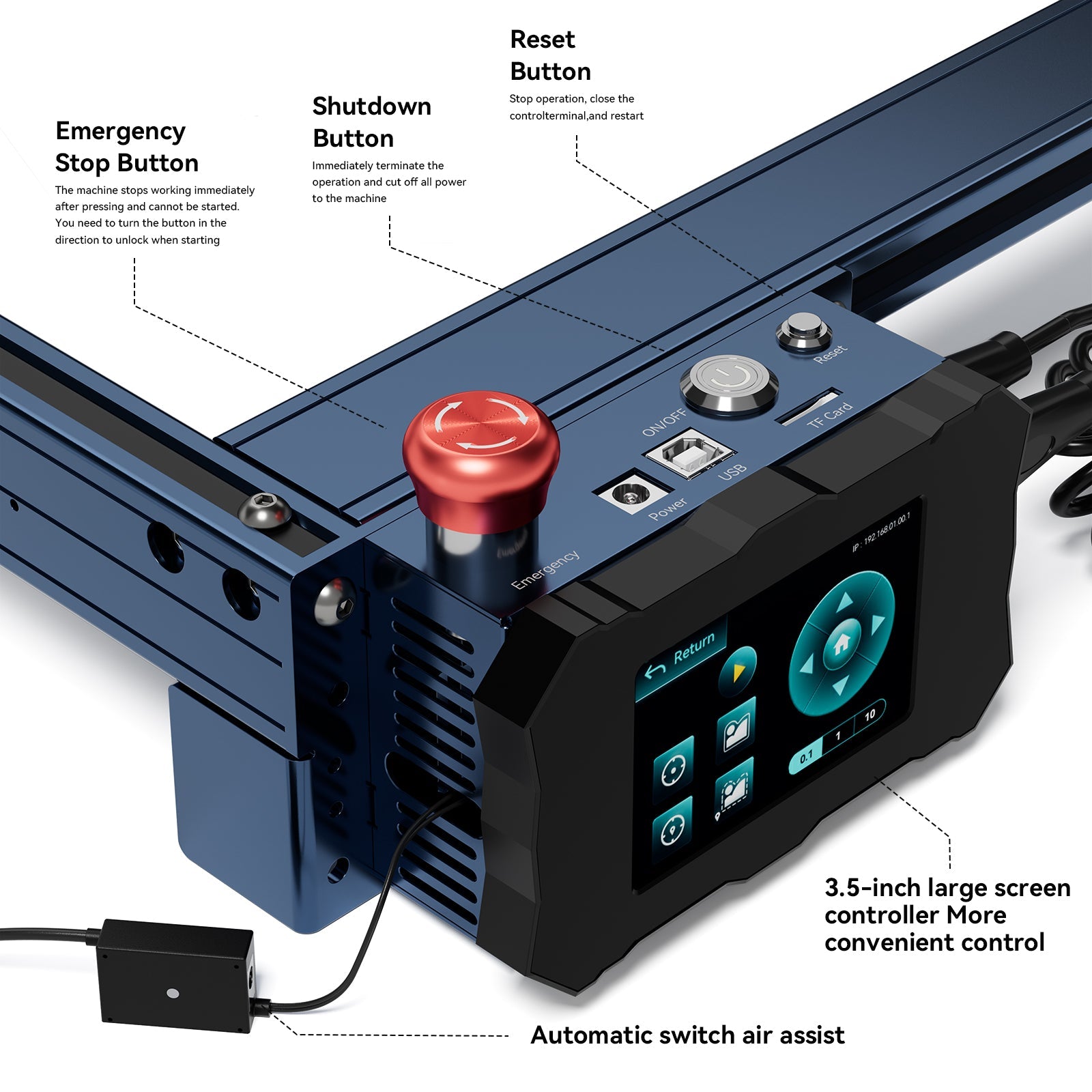 AtomStack A40/X40 Max Large Size Laser Engraving And Cutting Machine with F60 Air Assist Kit