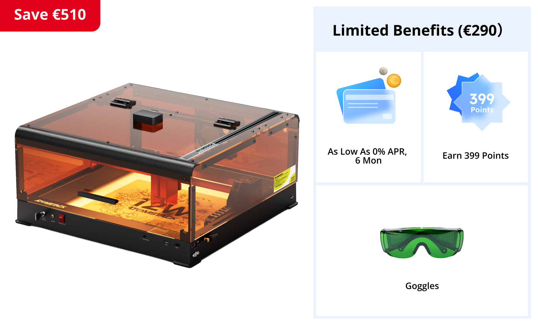 AtomStack A12 Ultra Unibody Frame Laser Engraver