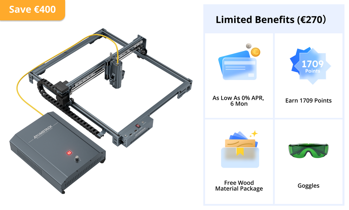 AtomStack A20 Pro 1064nm 20W Fiber Laser Marking And Engraving Machine