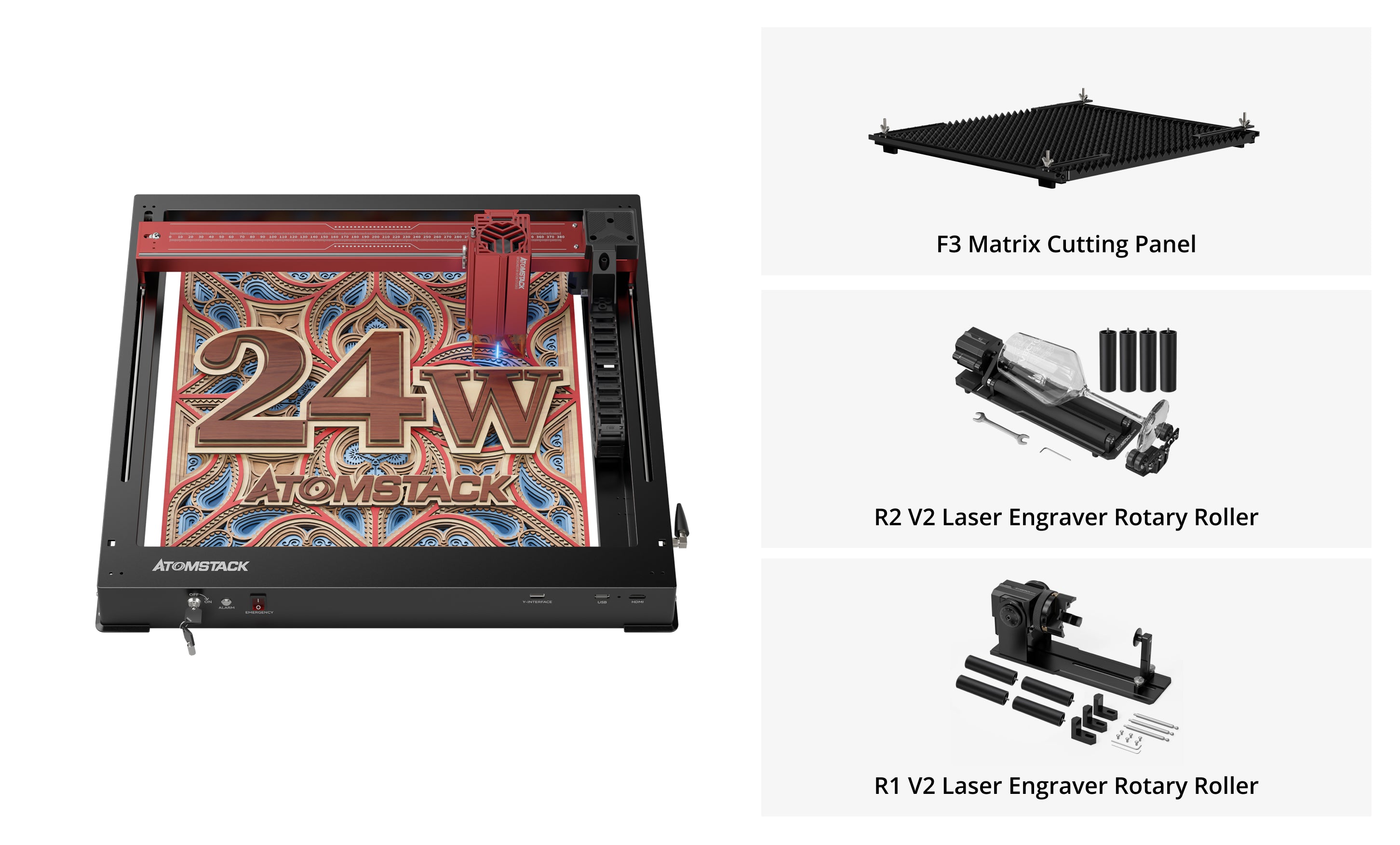 AtomStack A24 Pro Optical Power 24W Unibody Frame Laser Engraver