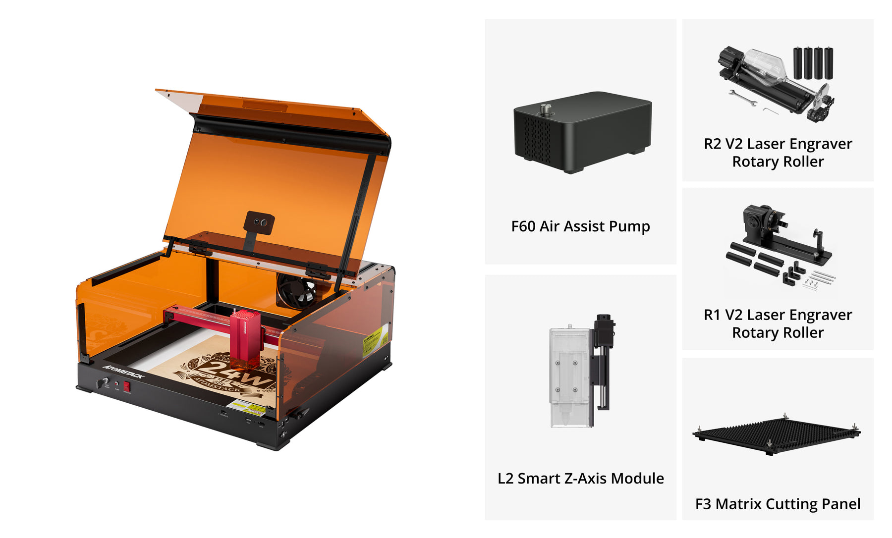 AtomStack A24 Ultra Optical Power 24W Unibody Frame Laser Engraver