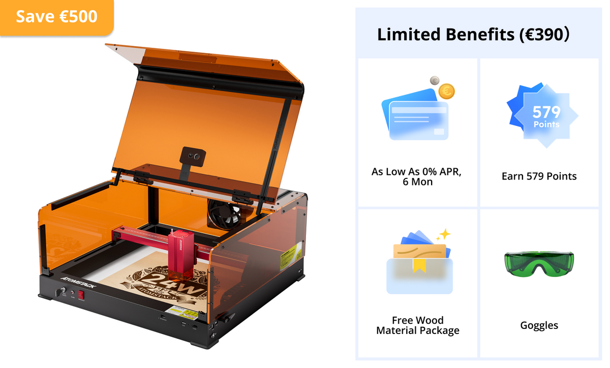 <tc>AtomStack</tc> A24 Ultra Optical Power 24 W Unibody-Rahmen-Lasergravierer 
