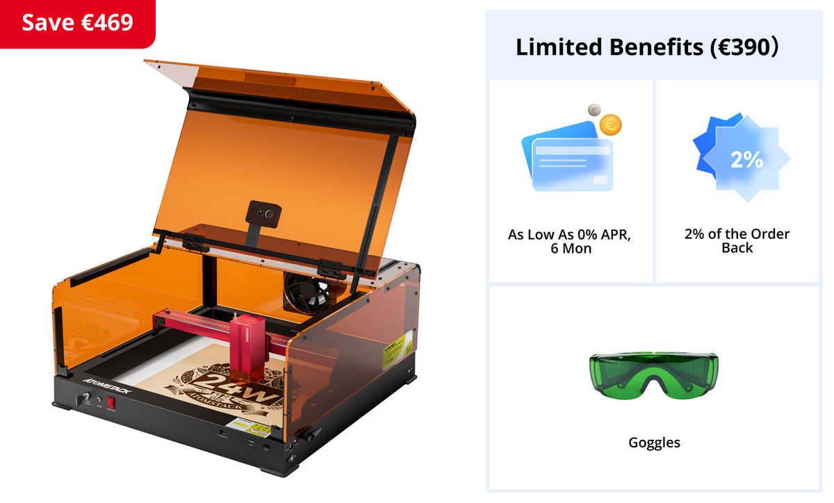 <tc>AtomStack</tc> A24 Ultra Optical Power 24 W Unibody-Rahmen-Lasergravierer 