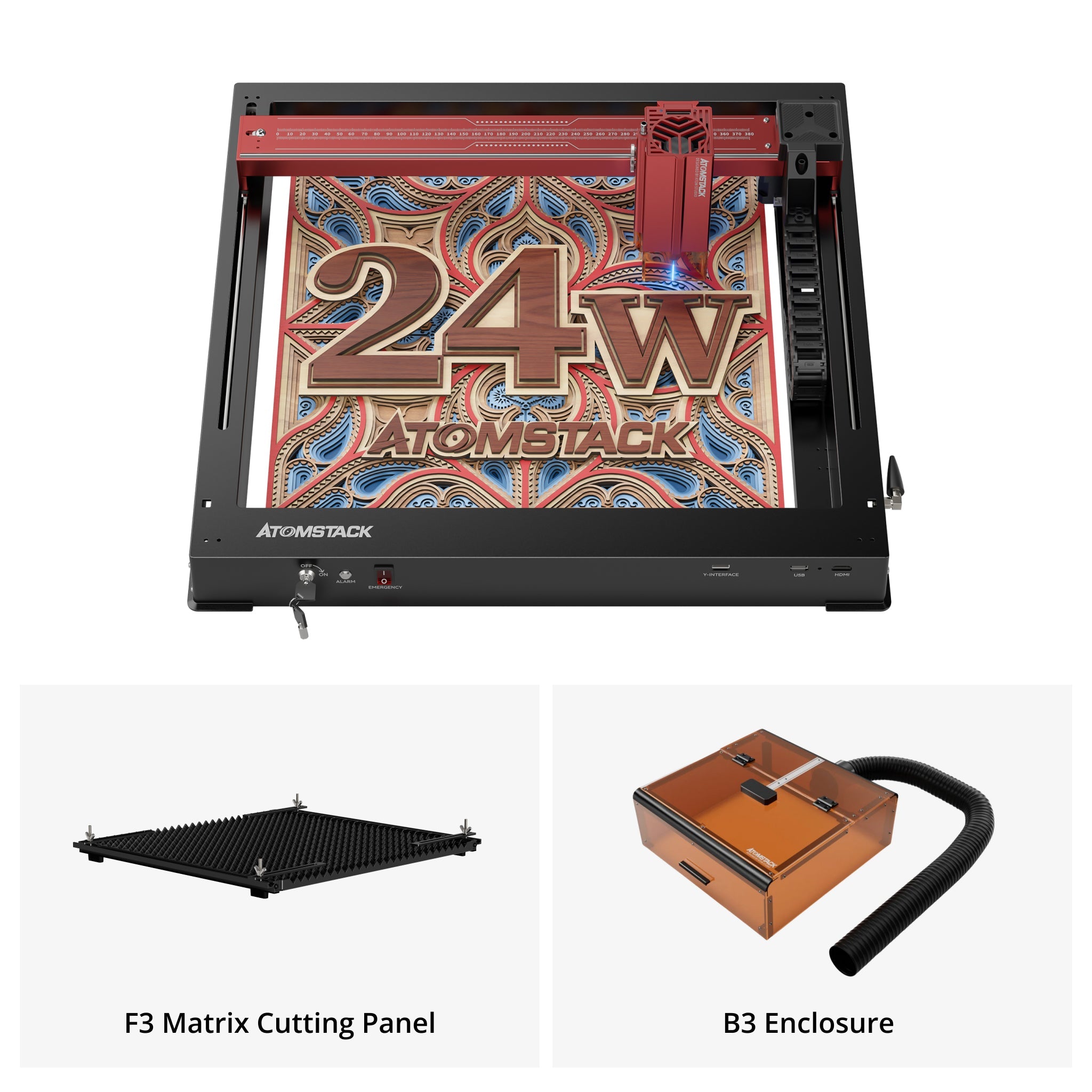 Graveur laser monocoque <tc>AtomStack</tc> A24/X24 Pro à puissance optique de 24 W 