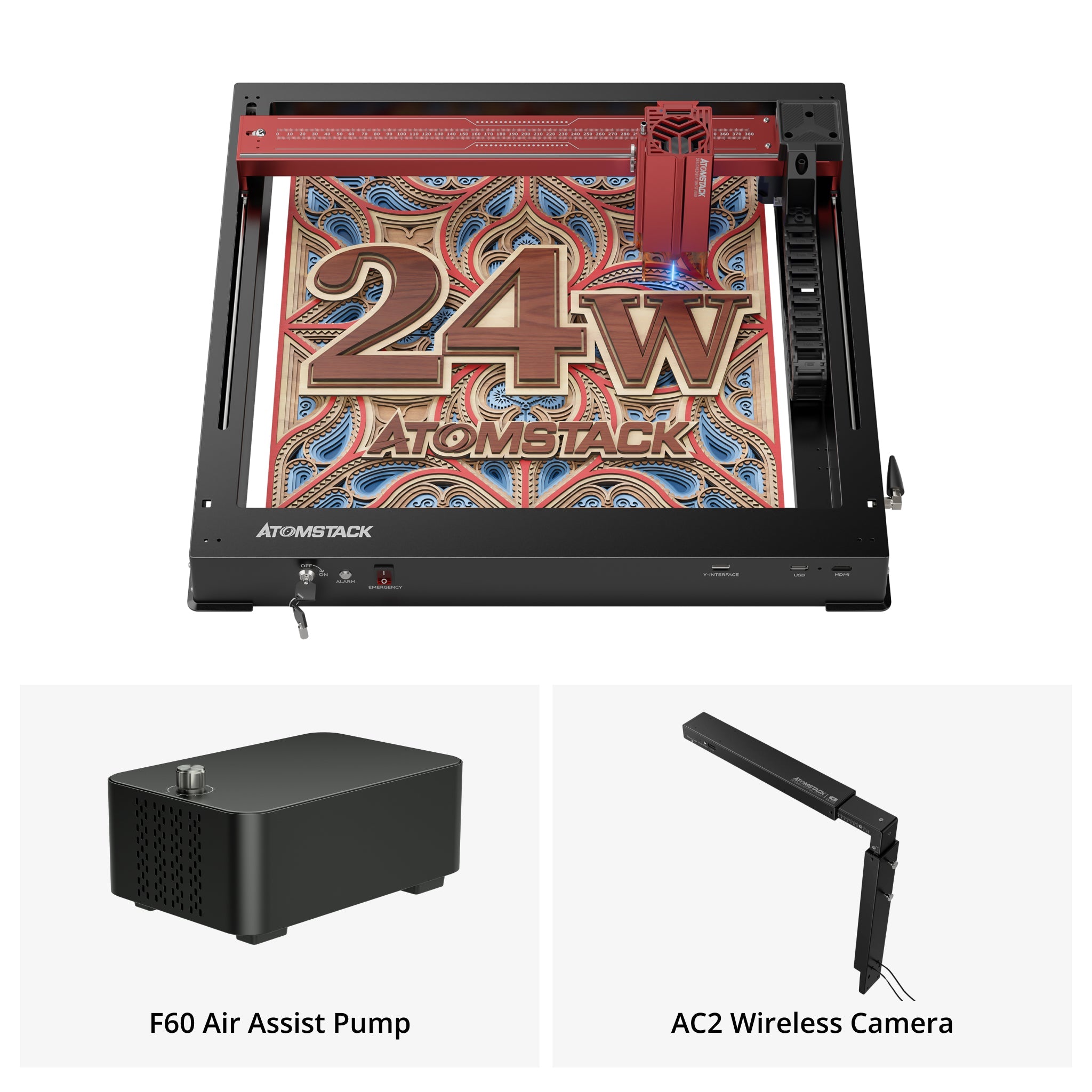 Graveur laser monocoque <tc>AtomStack</tc> A24/X24 Pro à puissance optique de 24 W 