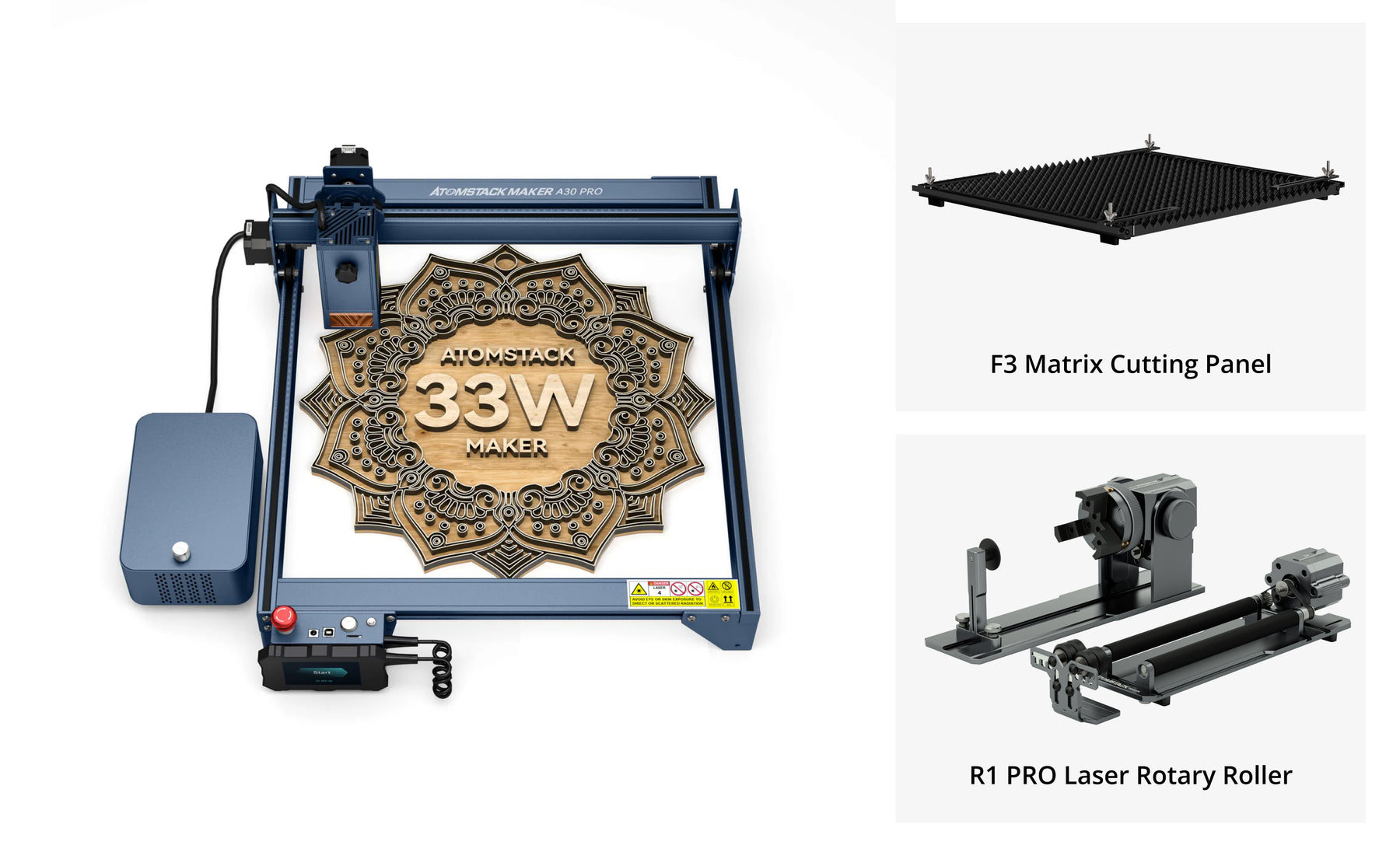 AtomStack A30/X30 Pro Laser Engraving and Cutting Machine with F60 Air Assist Kit