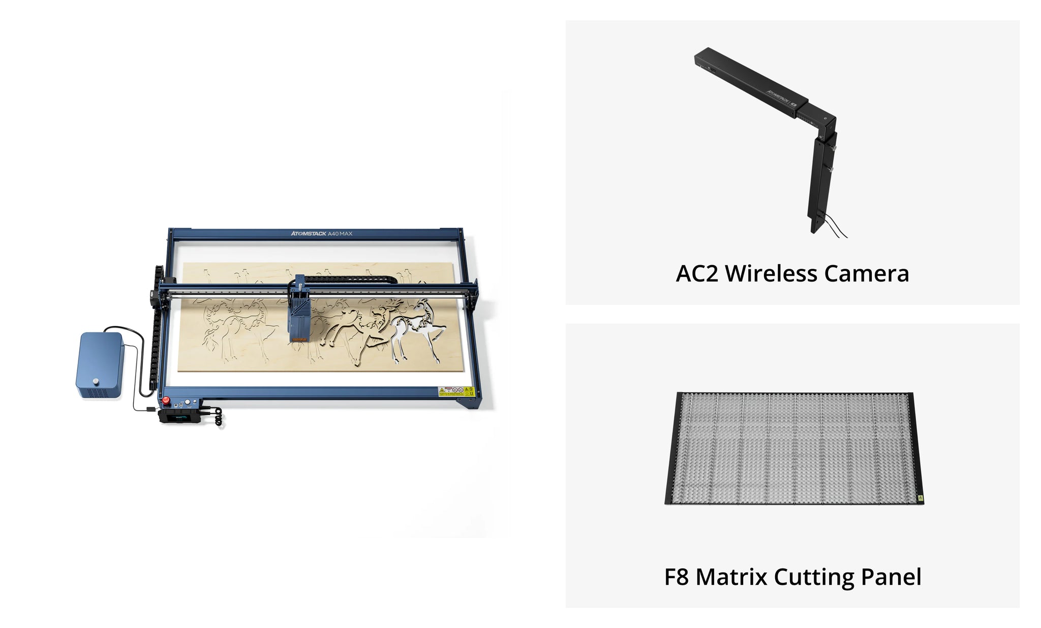 Machine de gravure et de découpe laser de grande taille <tc>AtomStack</tc> A40/X40 Max avec kit d'assistance pneumatique F60