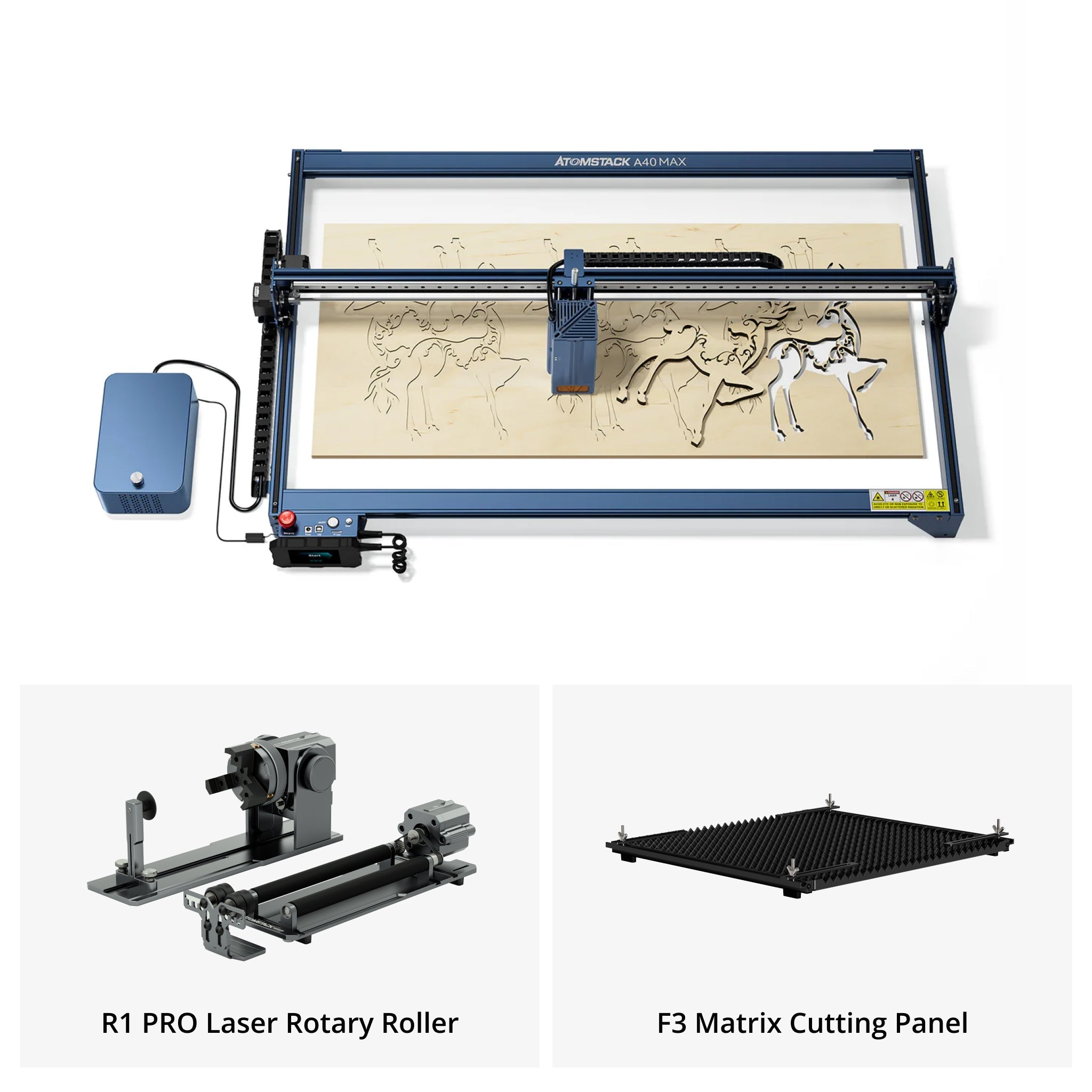 AtomStack A40/X40 Max Large Size Laser Engraving And Cutting Machine with F60 Air Assist Kit