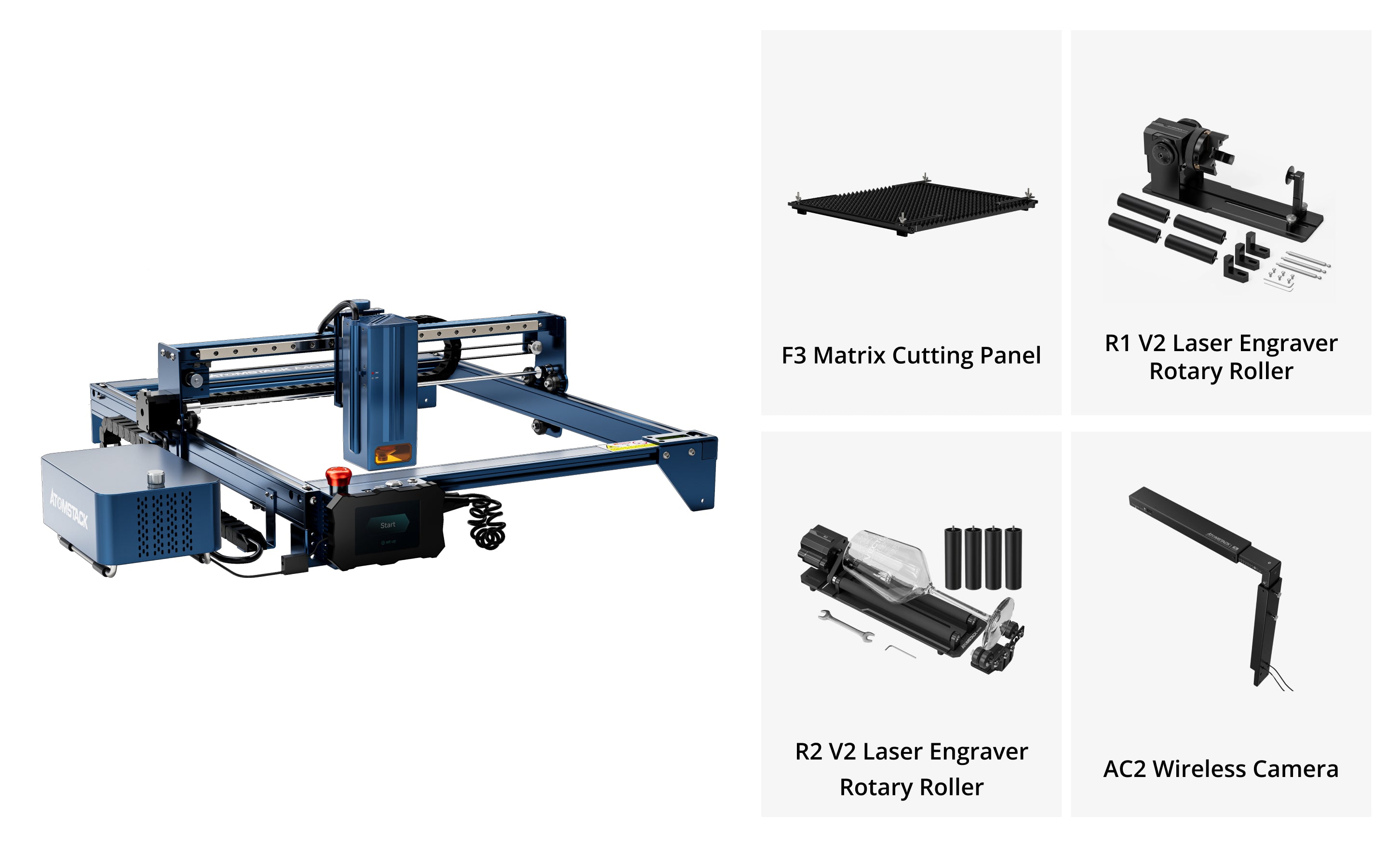 AtomStack A40 Pro Laser Cutter and Engraver Equipped with F60 Air Assist Kit