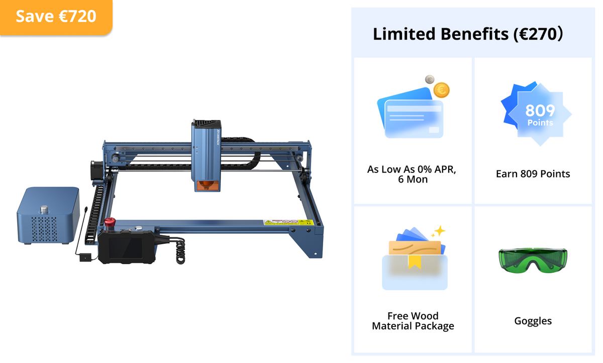 AtomStack A40/X40 Pro Laser Cutter and Engraver Equipped with F60 Air Assist Kit