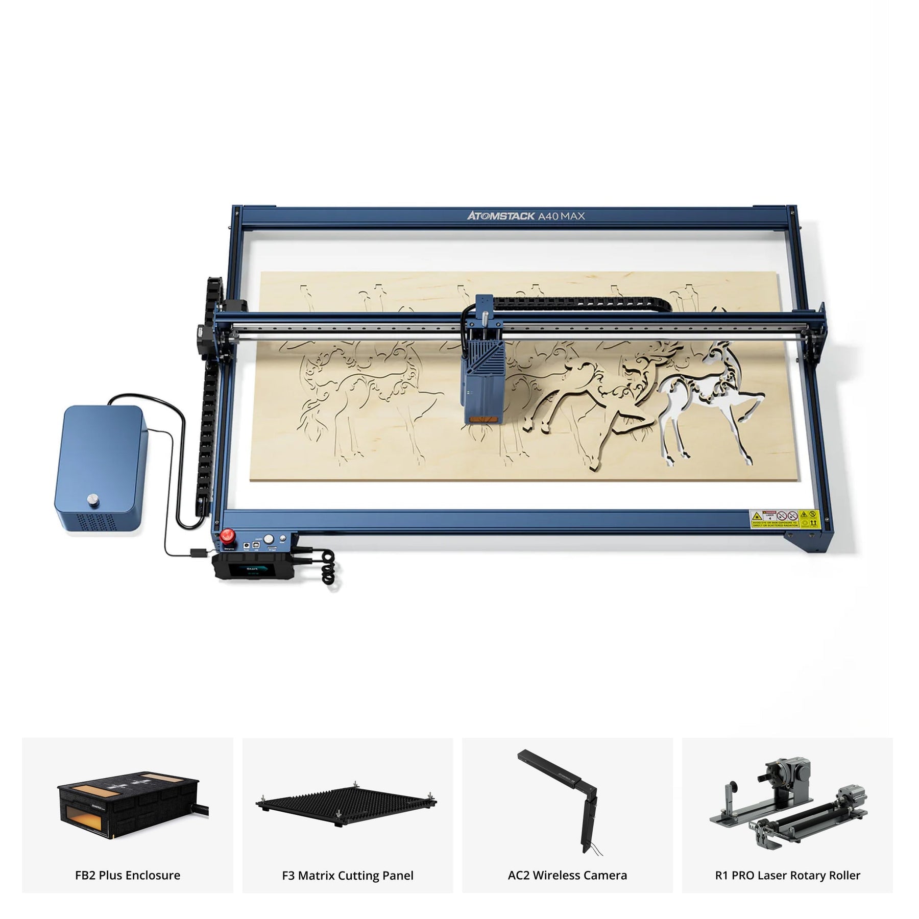 Machine de gravure et de découpe laser de grande taille <tc>AtomStack</tc> A40/X40 Max avec kit d'assistance pneumatique F60