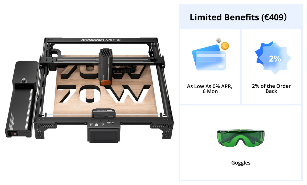 <tc>AtomStack</tc> A70 Pro Lasergravur- und Schneidemaschine 