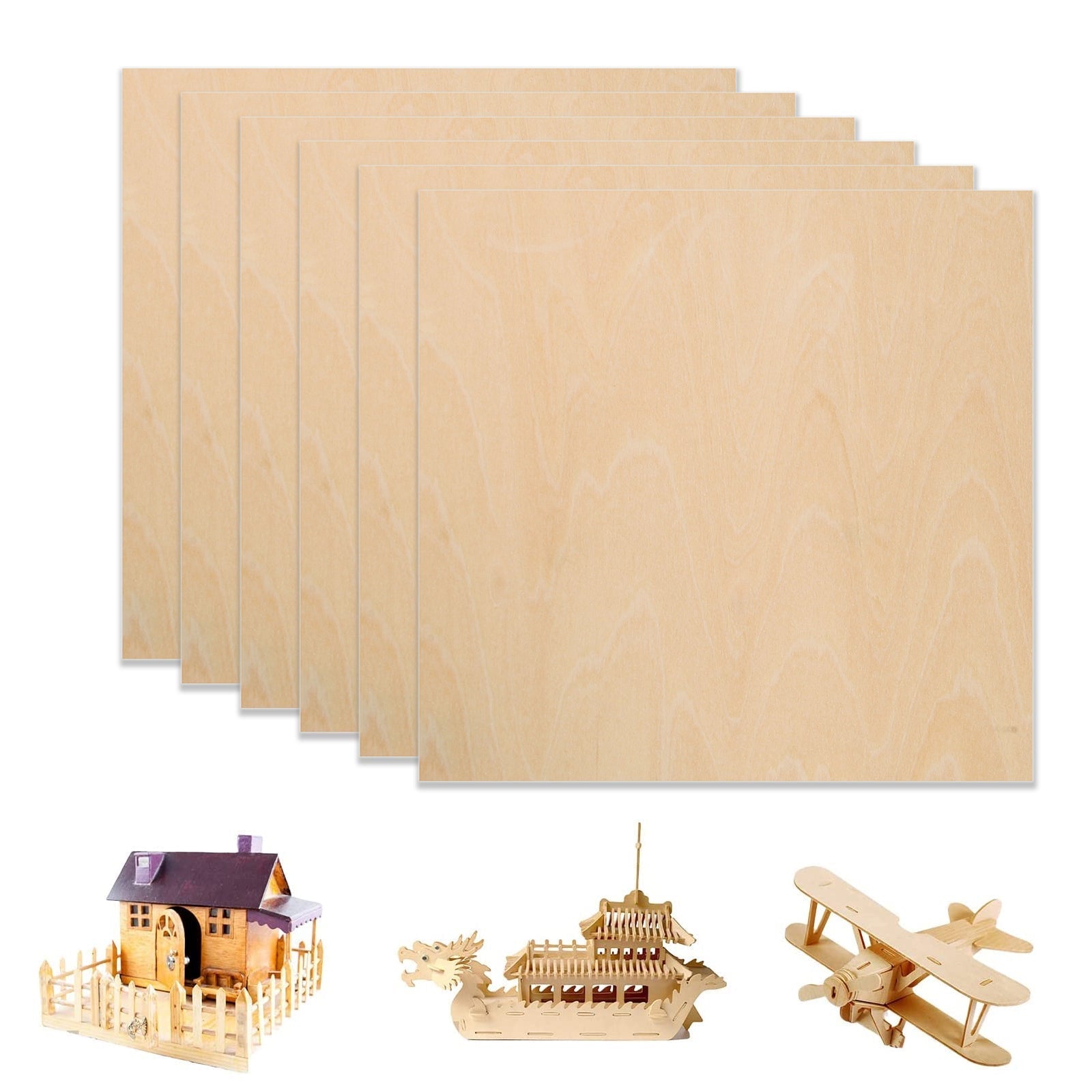 Basswood Plywood Sheets 0.118" Thickness (+/- 0.2mm) 11.8"x11.8" for Engraving