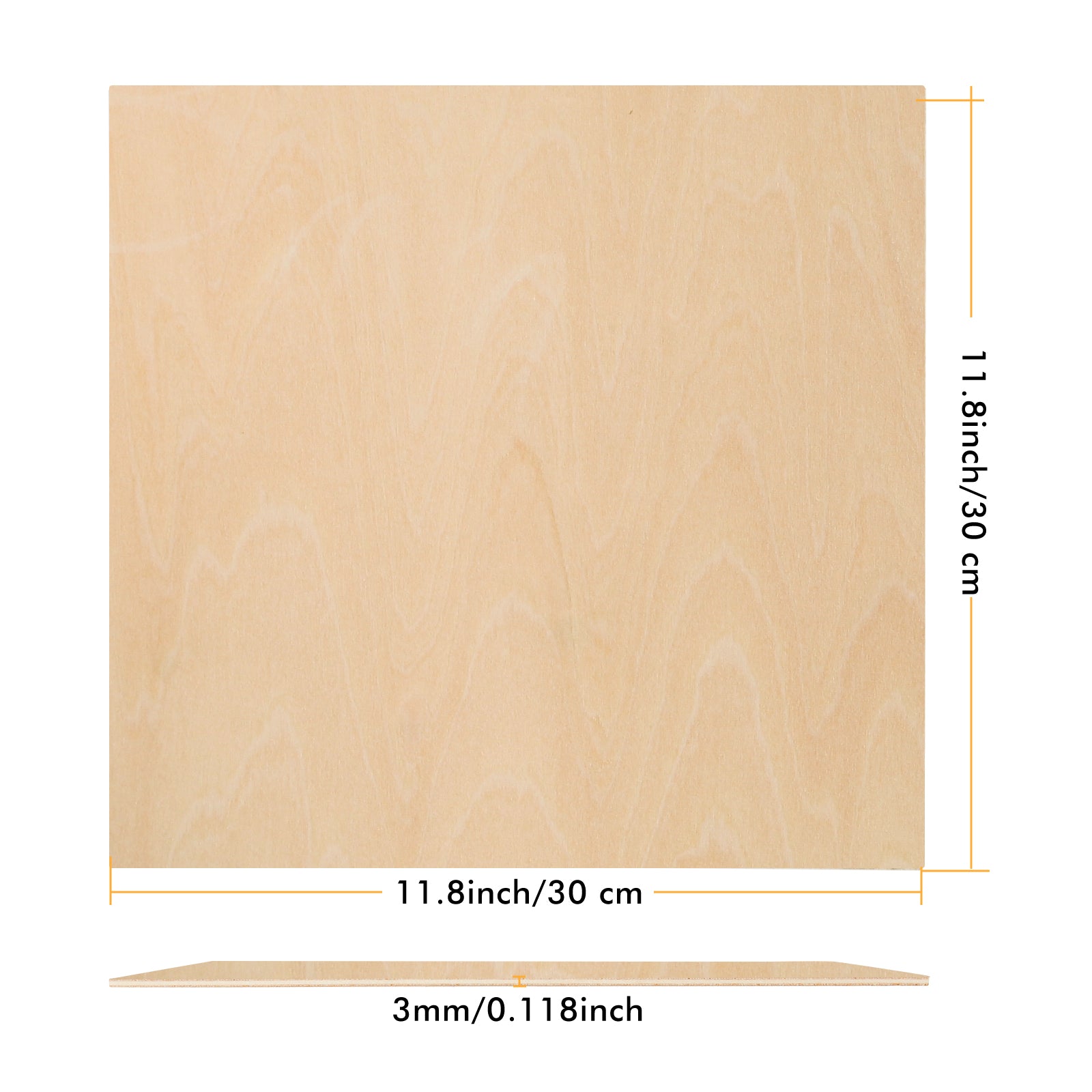 Basswood Plywood Sheets 0.118" Thickness (+/- 0.2mm) 11.8"x11.8" for Engraving