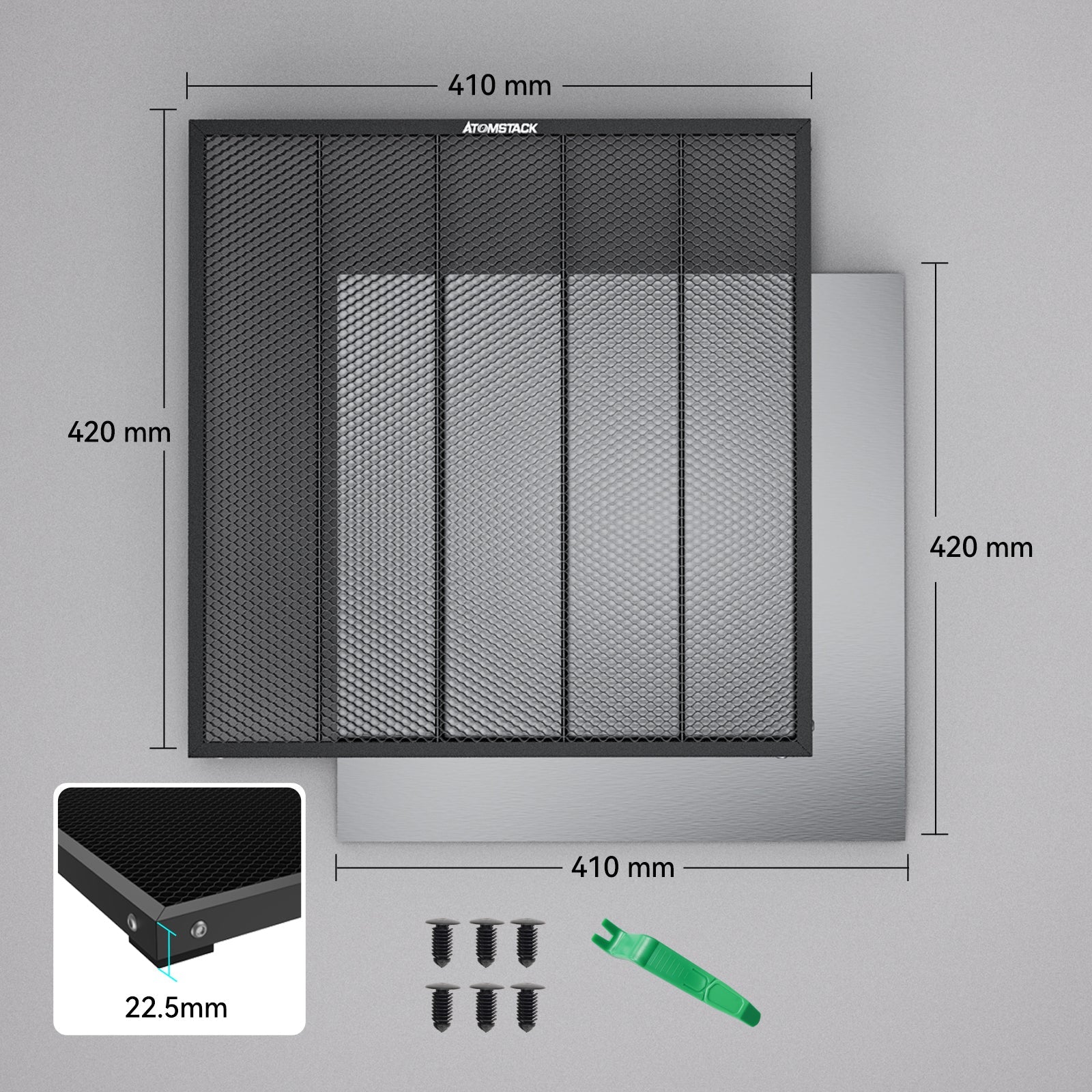 <tc>AtomStack</tc> F4 Lasergravur-Schneideplattform mit Wabenstruktur